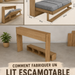 Lit escamotable horizontal en bois dans une chambre moderne.