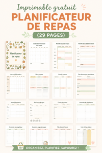 Modèle de planificateur de repas gratuit à imprimer pour une cuisine organisée