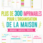 Un collage de divers modèles d'organisation pour la maison, incluant des planificateurs et des listes de tâches.