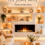 Niche murale décorative avec plantes et livres dans un salon