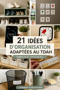 Illustration d'un espace de bureau bien organisé pour les personnes avec ADHD.