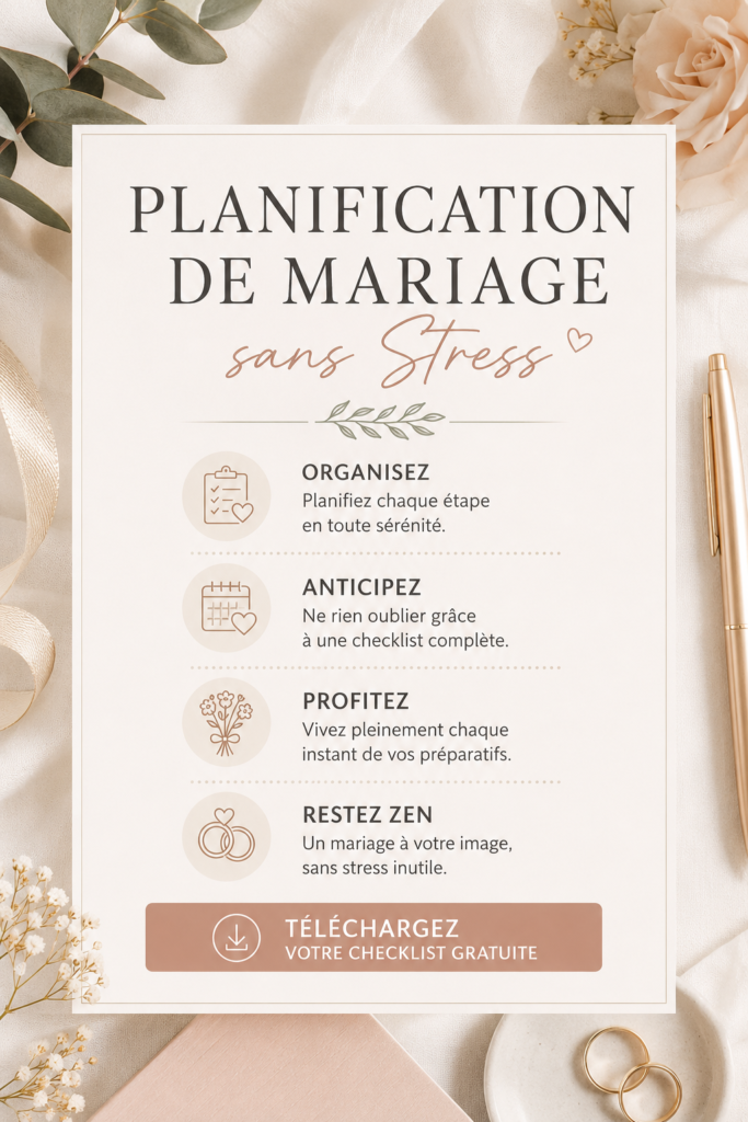 Checklist de mariage gratuite pour une planification sereine et organisée