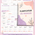 Une maman consulte son planner organisé avec enthousiasme