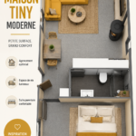 Plan moderne et compact d'une maison imaginée pour l'optimisation de l'espace