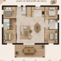 Maison moderne sur-mesure de Maison Serena avec un jardin bien entretenu.