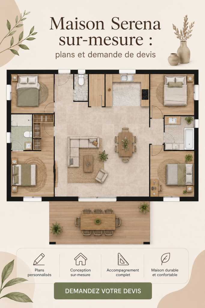 Maison moderne sur-mesure de Maison Serena avec un jardin bien entretenu.