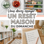 Femme organise son espace de vie pour un dimanche de remise en ordre