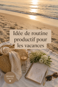 Femme concentrée en train de planifier une routine productive pour les vacances.