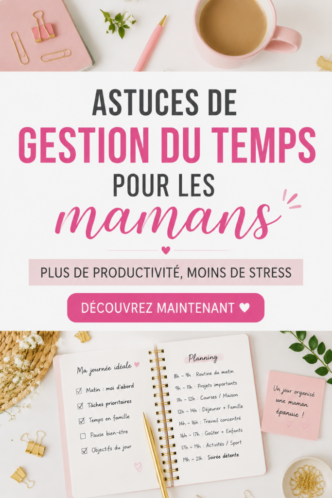 Maman organisant sa journée avec un planning et un café
