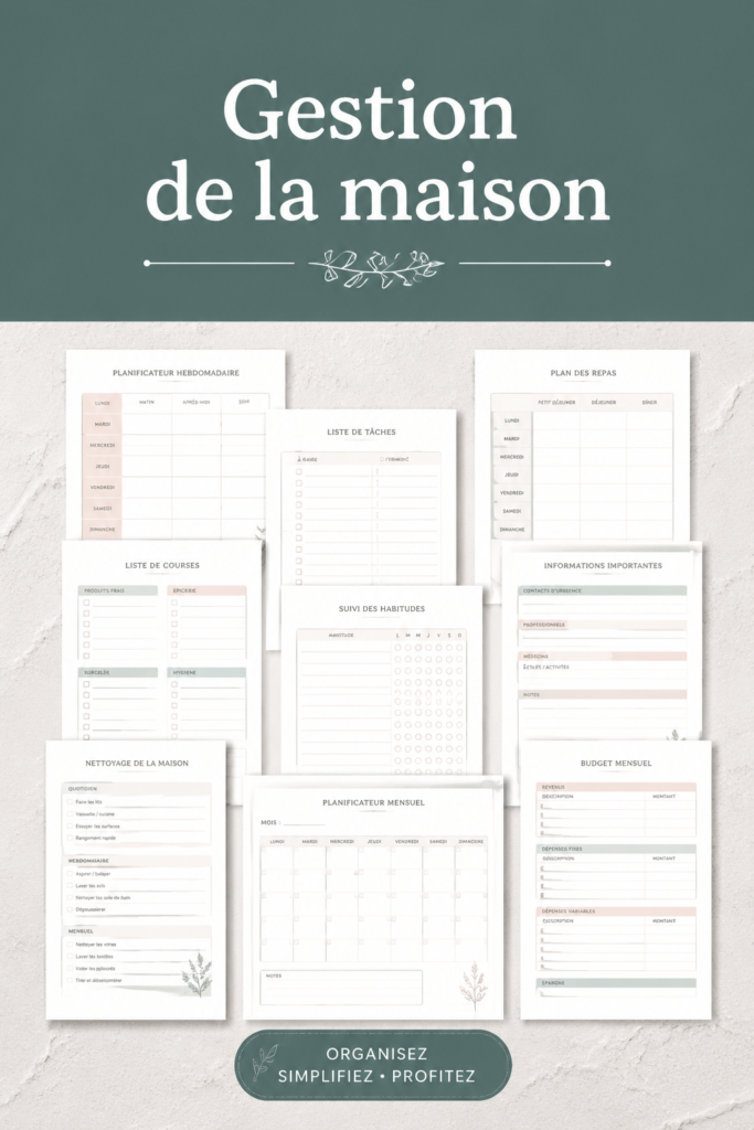 Un bureau organisé avec des imprimables de gestion domestique
