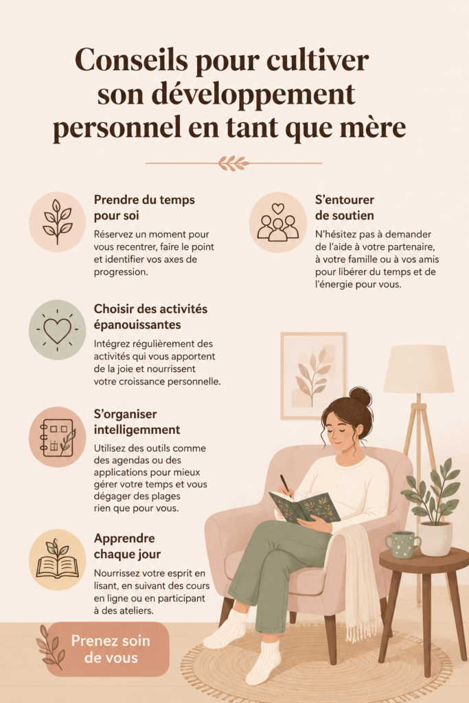 Maman épanouie prenant un moment pour elle pendant la maternité.