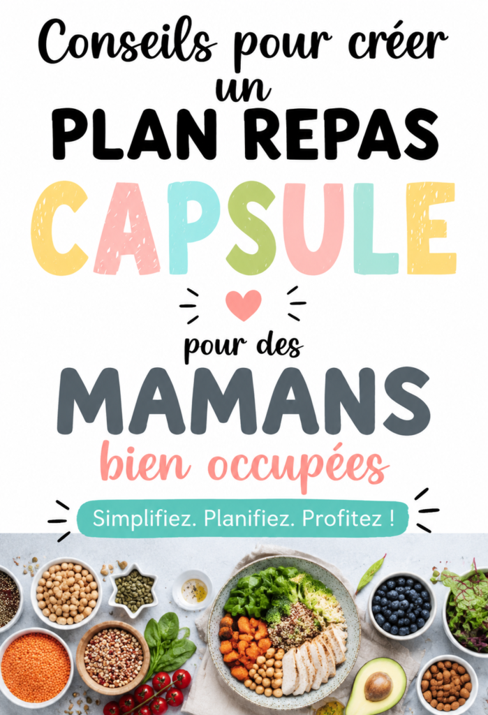 Plan de repas hebdomadaire pour mamans actives incluant des recettes équilibrées et faciles à préparer