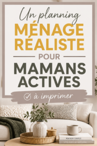 Planning de nettoyage pour mamans actives avec un calendrier sur fond pastel.
