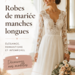 Une élégante robe de mariée à manches longues exposée sur un mannequin.