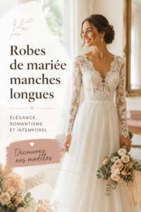 Une élégante robe de mariée à manches longues exposée sur un mannequin.
