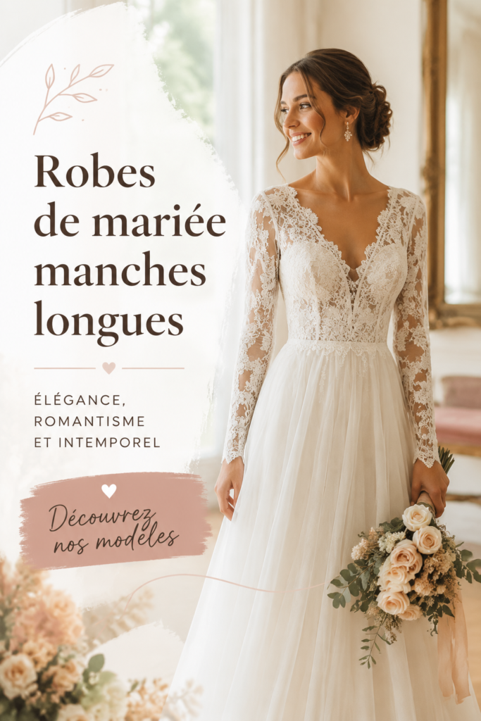Une élégante robe de mariée à manches longues exposée sur un mannequin.