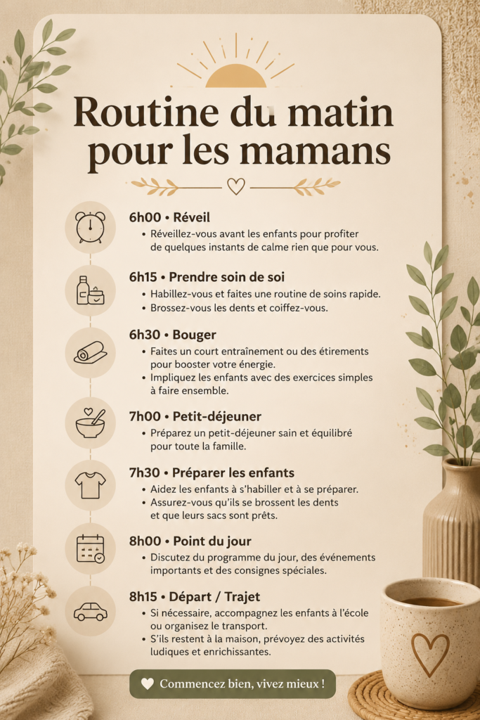 Femme souriante effectuant une routine matinale relaxante dans sa cuisine.