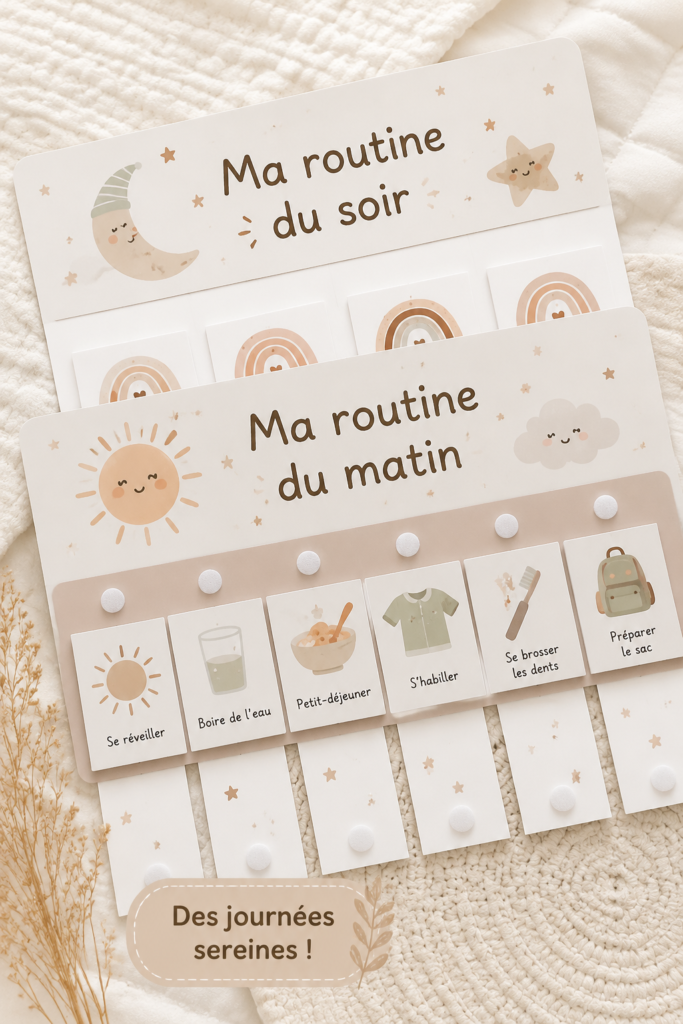 Enfants préparant leur routine matinale avec enthousiasme