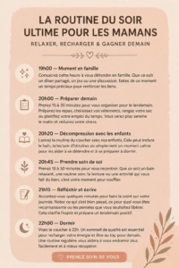 Une maman détendue pratiquant sa routine du soir