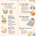 Un parent et un enfant appliquant une routine simple et joyeuse à la maison.