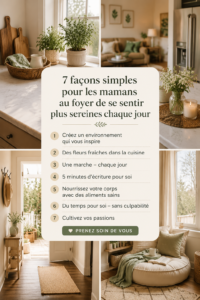 Maman sereine dans un environnement paisible à la maison.