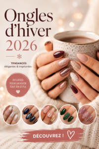 Image d'un set d'ongles manucurés selon les tendances d'hiver 2026.