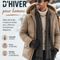 Homme en tenue d'hiver élégante avec manteau et écharpe