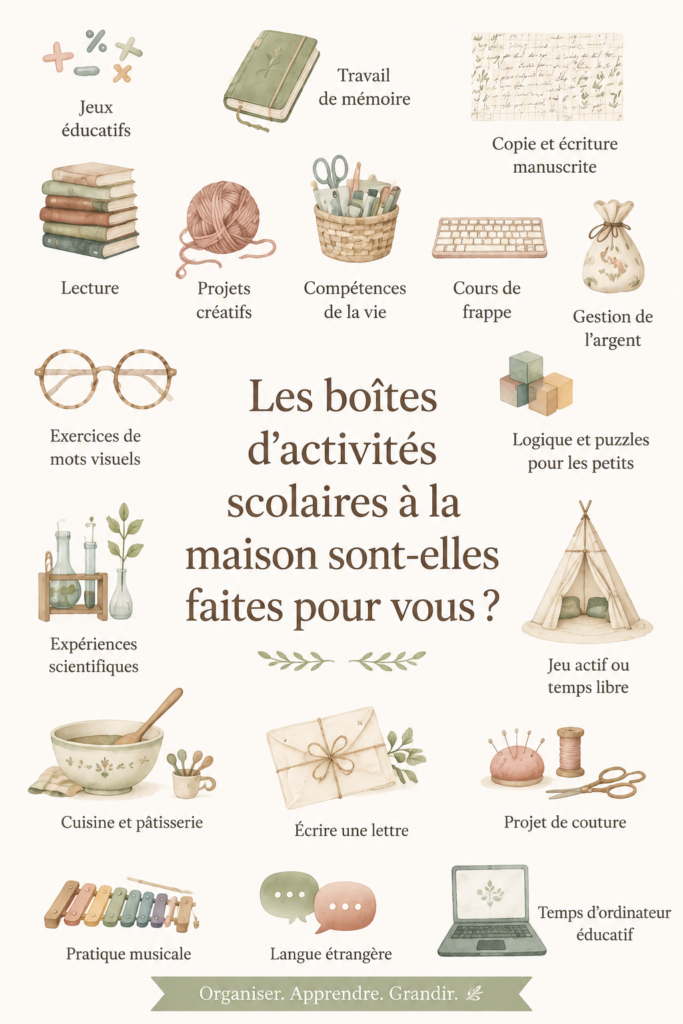 Boîte de travail d'apprentissage pour enfants avec activités éducatives
