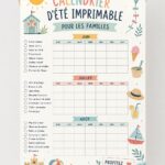 Calendrier d'été coloré pour la planification familiale