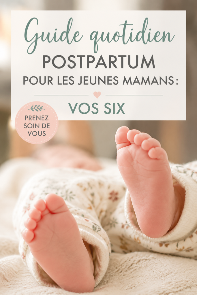 Femme tenant son bébé tout en se reposant sur un canapé, représentant les six premières semaines post-partum.
