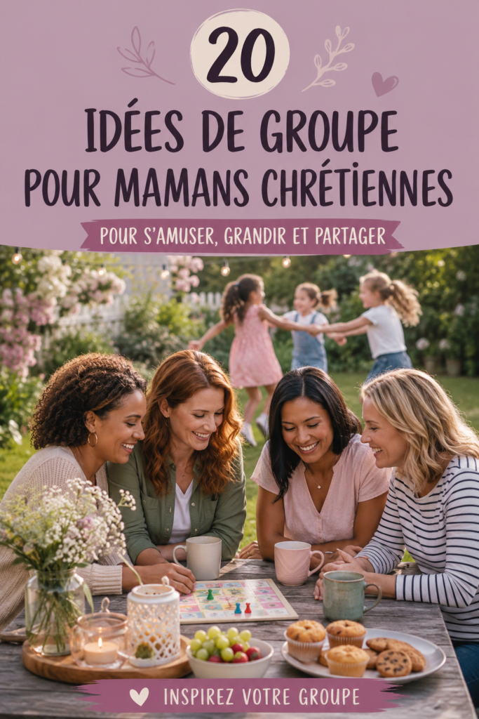 Un groupe de mamans chrétiennes souriantes lors d'une activité ensemble.