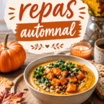 Un plat chaleureux d'automne avec des légumes de saison et des épices.