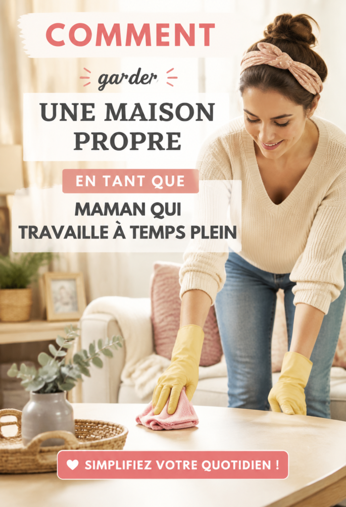 Maman qui range la maison tout en s'occupant de ses enfants