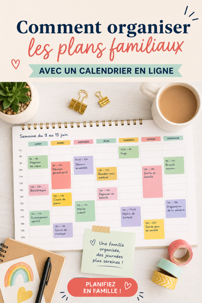 Une femme utilisant Google Agenda pour organiser des activités familiales sur son ordinateur.