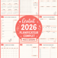 Image d'un planificateur 2026 avec des pages imprimables colorées