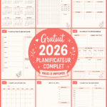 Image d'un planificateur 2026 avec des pages imprimables colorées