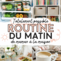 Une maman préparant le petit-déjeuner pour ses enfants dans une cuisine lumineuse.