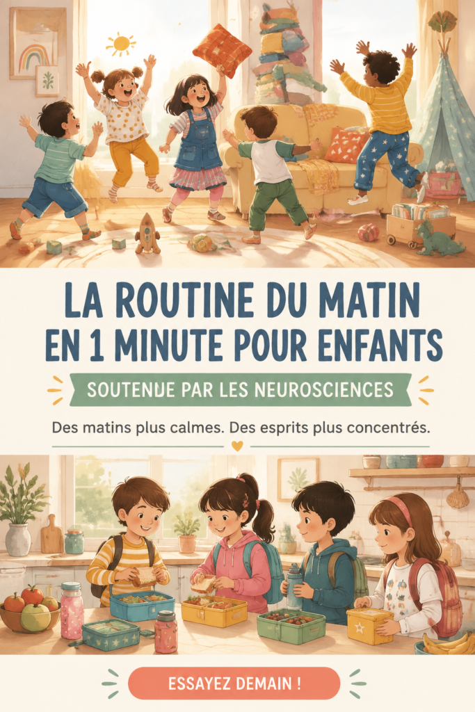 Une mère aide son enfant dans une routine matinale rapide et efficace.