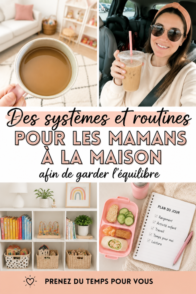 Maman à la maison en train d'organiser sa journée avec un planner.
