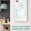 Illustration d'une famille organisée autour d'une table de travail avec des outils de planification.
