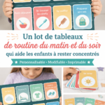 Un tableau de routines coloré accroché au mur dans une chambre d'enfant