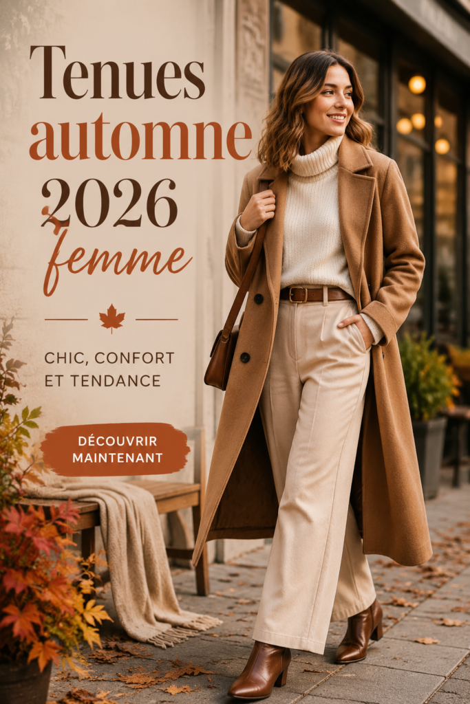Femme dégustant un café en extérieur avec une tenue d'automne stylée.