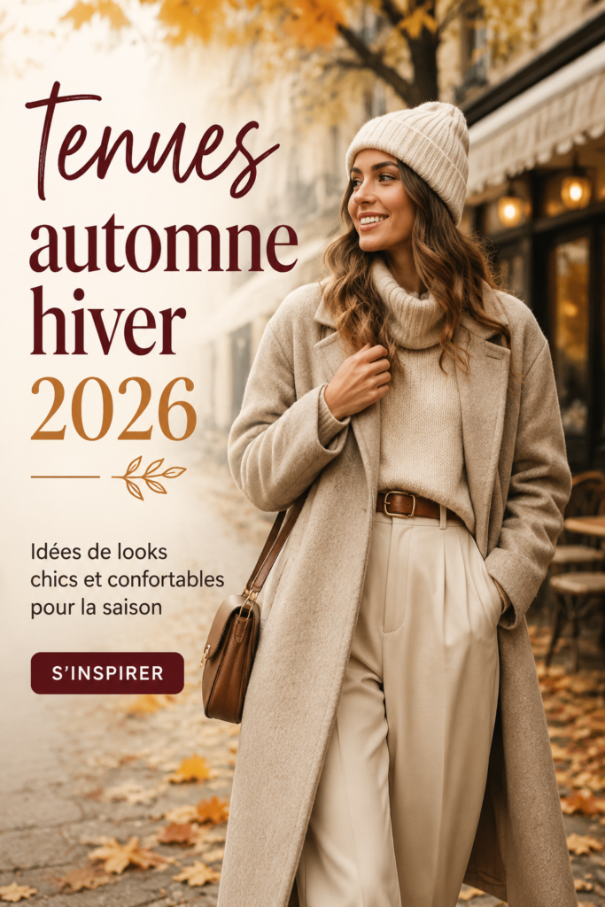 Tenues d'automne et hiver 2026 présentant des looks modernes et confortables pour femmes.