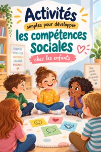 Des enfants jouant ensemble à un jeu de société, renforçant leurs compétences sociales.