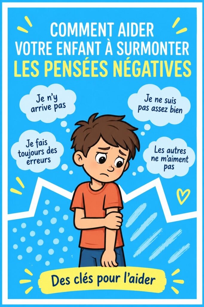 Un enfant souriant, entouré de sa famille, représentant le soutien et la bienveillance nécessaire pour vaincre les pensées négatives.