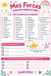 Enfant utilisant un worksheet pour découvrir ses forces