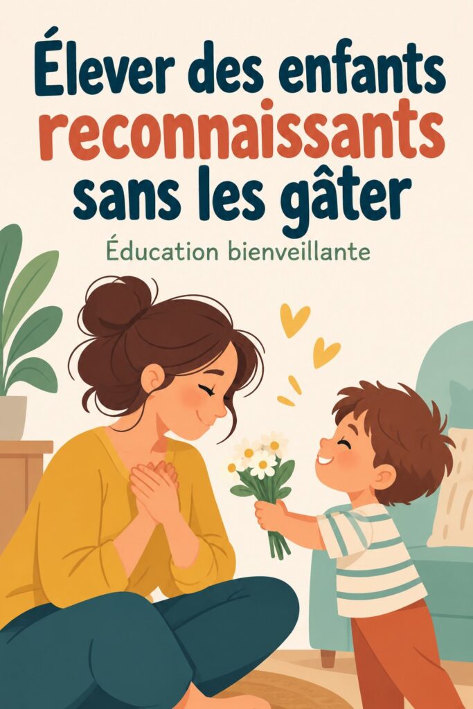 Une mère avec ses deux enfants partageant un moment de gratitude ensemble.
