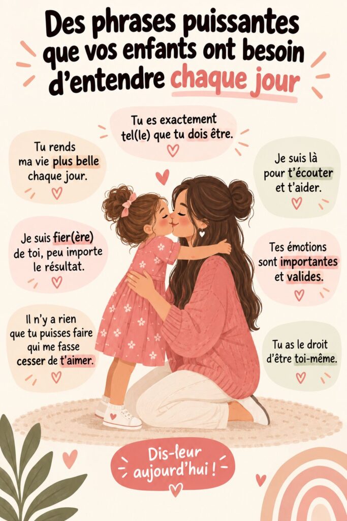 Une mère et son enfant échangeant des mots doux et inspirants