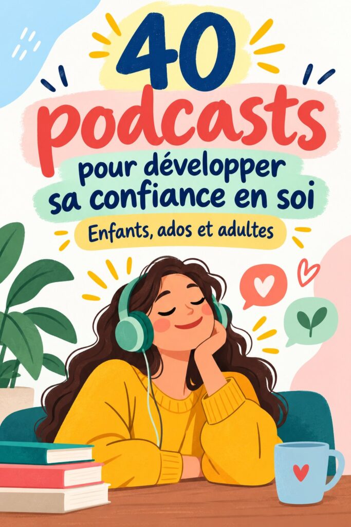 Un enfant écoutant un podcast sur un coussin, avec une expression attentive.