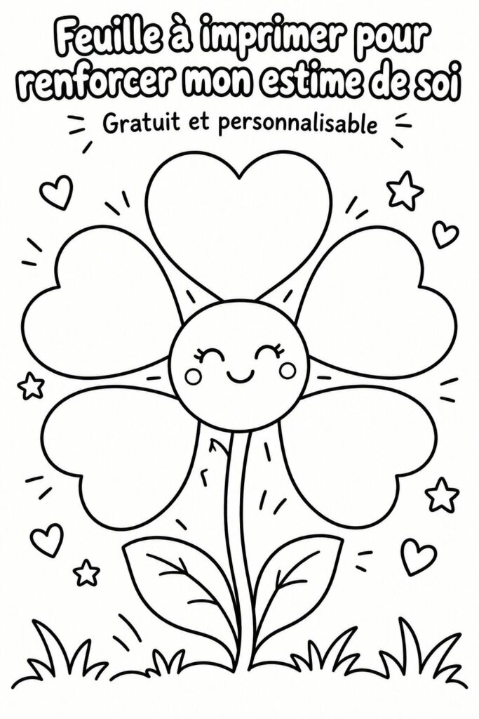 Un printable coloré pour encourager l'estime de soi chez les enfants.
